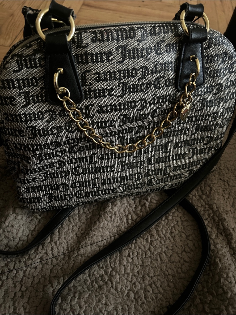 Juicy Couture Black and Gold Chain Logo Crossbody